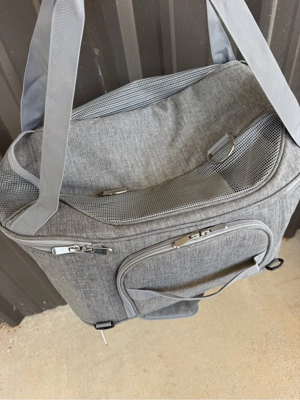 Gray pet carrier